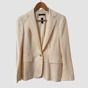 Lauren Ralph Lauren Ivory One Button Long Sleeve Lined Silk Blazer US2